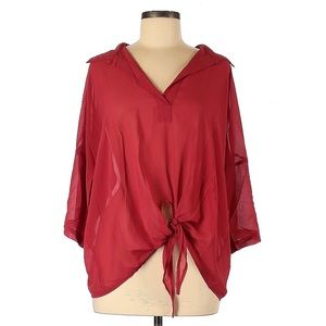 Red orange terracotta tie-front chiffon blouse